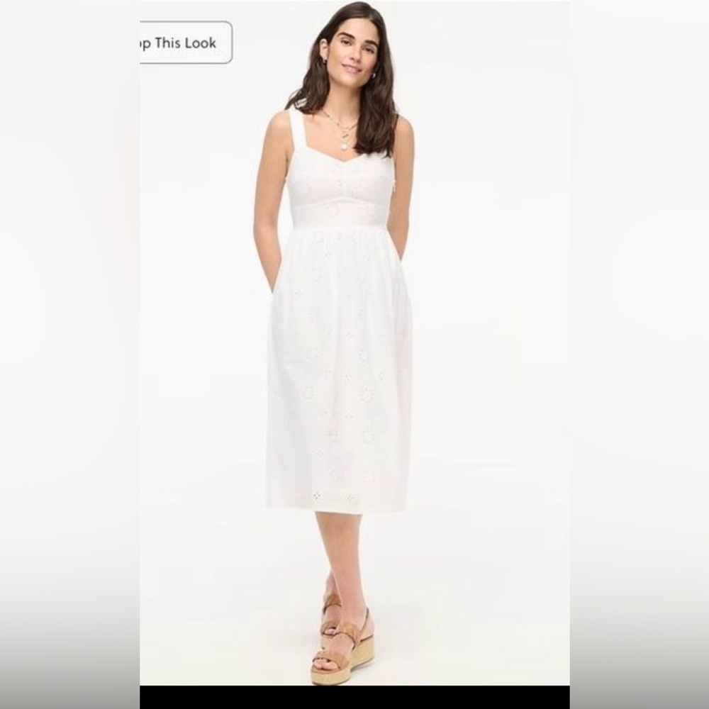 J. Crew White Eyelet Midi Dress